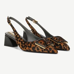 Franco Sarto Racer 5 Slingback Leopard print block heel sandals 8.5